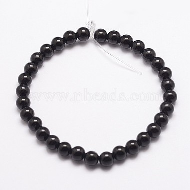 Natural Black Onyx Beads Strands(X-G-A163-05-6mm)-2