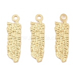 Brass Pendants, Nuggets Charms, Rack Plating, Long-Lasting Plated, Cadmium Free & Lead Free, Real 18K Gold Plated, 12x3.5x0.5mm, Hole: 0.9mm(X-KK-Z146-11G)
