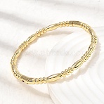 Barrel Brass Hinged Bangles for Women, Rack Plating, Long-Lasting Plated, Cadmium Free & Lead Free, Real 18K Gold Plated, Inner Diameter: 2.01x2.32 inch(5.1x5.9cm)(BJEW-H639-05A-G)