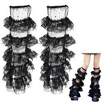 Polyester Lace Leg Sleeves, Leg Warmers, Japanese Lolita Jk Socks, Black, 488x250x98mm(AJEW-WH20080-23A)
