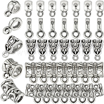 300Pcs 5 Styles Tibetan Style Alloy Tube Bails, Bail Beads, Loop Bails, Antique Silver, 9~13.5x6~12x2~8.5mm, Hole: 1.5~2mm, Inner Diameter: 3~6mm, 60pcs/style(TIBE-SP0001-03AS)