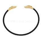 Braided Steel Wire Bangles Making, with Golden Tone Brass Beads, Rack Plating, Long-Lasting Plated, Black, 0.14~0.15 inch(0.35cm~0.38cm), Inner Diameter: 1.89~1.97 inch(4.8~5cm)x2.30~2.34 inch(5.85~5.95cm)(KK-CBA6056-02A-G)