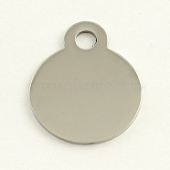 201 Stainless Steel Flat Round Stamping Blank Tag Pendants, One Side Polishing, Stainless Steel Color, 25x20x1mm, Hole: 4mm(STAS-R064-04)