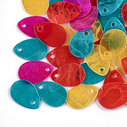 Spray Painted Capiz Shell Charms, teardrop, Mixed Color, 13x9~10x1mm, Hole: 1mm(SSHEL-T006-10)