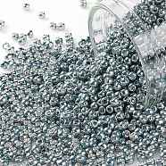 TOHO Round Seed Beads, Japanese Seed Beads, (565) Galvanized Grey Blue, 11/0, 2.2mm, Hole: 0.8mm, about 5555pcs/50g(SEED-XTR11-0565)