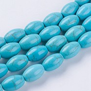 Synthetic Turquoise Beads Strands, Rice, Dyed & Heated, Turquoise, 12x8mm, Hole: 1.5mm, about 33pcs/strand, about 15 inch(G-J394-02)
