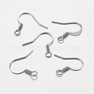 316 Surgical Stainless Steel French Earring Hooks, with Horizontal Loop, Flat Earring Hooks, Stainless Steel Color, 17x18x1.5mm, Hole: 2mm, 22 Gauge, Pin: 0.6mm(STAS-F149-30P)