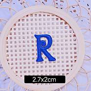 Computerized Embroidery Cloth Self Adhesive Patches, Stick on Patch, Costume Accessories, Letter, Blue, R:27x20mm(FIND-TAC0002-02R)
