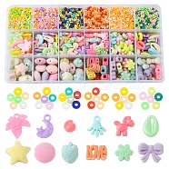 DIY Candy Color Bracelet Making Kit, Including Polymer Clay & Resin & Acrylic Beads, Disc & Strawberry & Word Love & Bowknot & Leaf & Horse & Shell Shape, Elastic Thread, Mixed Color, Beads: 9976Pcs/set(DIY-YW0006-26)