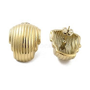 304 Stainless Steel Stud Earrings, Shell Shape, Real 14K Gold Plated, 25x19mm(EJEW-P258-28G)