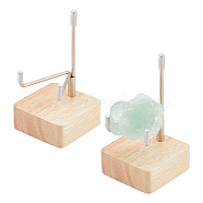 Square Wooden Crystal Rock Display Easels with Iron Holder, for Gemstone Agate Mineral Display, Platinum, 5.05x5.05x9cm(ODIS-WH0038-28A-P)