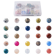 Natural & Synthetic Gemstone Beads, Round, Mixed Dyed and Undyed, 8~8.5mm, Hole: 1~1.2mm, 25 materials, 10pcs/material. 250pcs/box(G-TA0001-04)