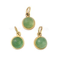 Ion Plating(IP) Natural Green Aventurine Half Round Charms with Jump Ring, Golden Tone 316 Surgical Stainless Steel Charms, 7.5x6x3.5mm, Hole: 2.5mm(STAS-A097-05G-08)