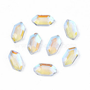Glass Rhinestone Cabochons, Nail Art Decoration Accessories, Faceted, Hexagon, Clear AB, 6.5x3x1.5mm(MRMJ-N027-018A)
