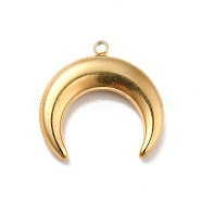 Ion Plating(IP) 304 Stainless Steel Pendants, Double Horn/Crescent Moon, Real 18K Gold Plated, 18x18.5x3.5mm, Hole: 1.5mm(STAS-I197-018A-G)