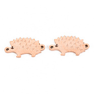 304 Stainless Steel Link Connector Rhinestone Settings, Laser Cut, Hedgehog, Rose Gold, Fit for 1mm Rhinestone, 16.5x9x1mm, Hole: 0.9mm(STAS-S116-212RG)