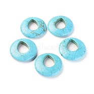 Natural Magnesite Beads, Dyed, Flat Round, Turquoise, 35x8mm, Hole: 0.8mm(TURQ-L031-009)
