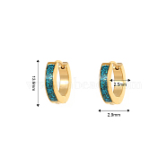 Stylish Stainless Steel Hoop Earrings for Daily Wear, Blue, Golden, 13.9x2.9x2.5mm(AC1894-1)