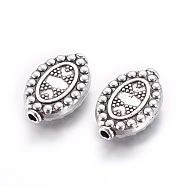Tibetan Style Alloy Oval Beads, Cadmium Free & Lead Free, Antique Silver, 19.5x13x4mm, Hole: 1mm(X-TIBEB-2223-AS-LF)
