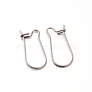 304 Stainless Steel Hoop Earrings Findings Kidney Ear Wires, Stainless Steel Color, 22 Gauge, 20x9x2mm, Pin: 0.6mm(STAS-E088-20)