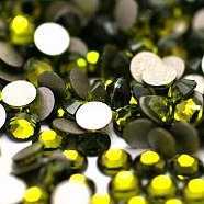 Glass Flat Back Rhinestone, Grade A, Back Plated, Faceted, Half Round, Olivine, 7.1~7.3mm, about 288pcs/bag(RGLA-C002-SS34-228)