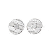 304 Stainless Steel Stud Earring Findings, Earring Setting for Enamel, with Ear Nuts, Flat Round, Stainless Steel Color, 16mm, Pin: 0.7mm, Tray: 4mm(STAS-N097-241P)