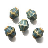 Handmade Porcelain Beads, Rhombus, Cadet Blue, 11.5x10mm, Hole: 2mm(PORC-H013-01-07)