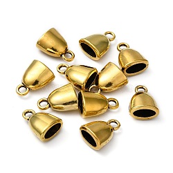 Tibetan Style Cord Ends, Antique Golden,  Lead Free & Cadmium Free & Nickel Free, 13x10x7mm, Hole: 2mm(GLF9807Y-NF)