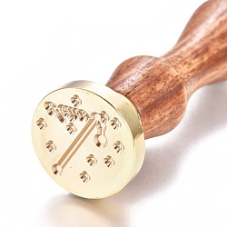 Brass Wax Seal Stamp, with Wooden Handle, for Post Decoration, DIY Card Making, Aries, 90x26mm, Hole: 7mm(AJEW-EO44-B06)