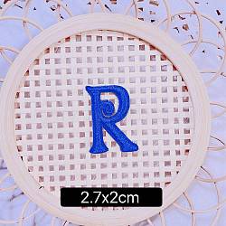 Computerized Embroidery Cloth Self Adhesive Patches, Stick on Patch, Costume Accessories, Letter, Blue, R:27x20mm(FIND-TAC0002-02R)