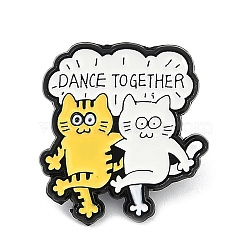 Funny Cat with Word Dnace Together Enamel Pins, Alloy Brooches for Backpack Clothes, Mixed Color, 22x20.5mm(JEWB-L018-04EB-03)