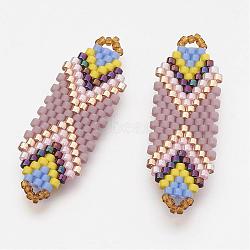 MIYUKI & TOHO Handmade Japanese Seed Beads Links, Loom Pattern, Thistle, 35x12x2mm, Hole: 1~2mm(SEED-S010-SP-19)