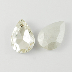 Glass Pointed Back Rhinestone, Back Plated, Faceted, Teardrop, Clear, 25x18x8mm(RGLA-Q003-18)