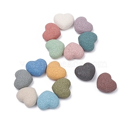 Natural Lava Rock Beads, No Hole/Undrilled, Dyed, Heart, Mixed Color, 37.5x43.5x26.5mm(G-G831-A01)