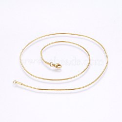 304 Stainless Steel Snake Chain Necklaces, with Lobster Claw Clasps, Golden, 17.7 inch(45cm), 1.2mm(NJEW-F226-01G-01)