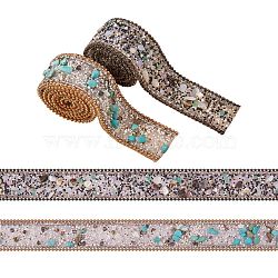 2 Strands 2 Styles Hotfix Resin Rhinestone Tape, Iron on Patches, with Iron Curb Chain, Rhinestone Trimming, Costume Accessories, Light Gold, Goldenrod, 1strand/style(DIY-SZ0002-05)