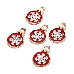 Christmas Alloy Enamel Pendants, Golden, Snowflake, 19x13x1.5mm, Hole: 1.6mm(ENAM-D047-17G-03)