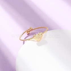 304 Stainless Steel Cuff Open Rings, Heart, Golden, 6.5mm, 20mm(RJEW-P183-03G)