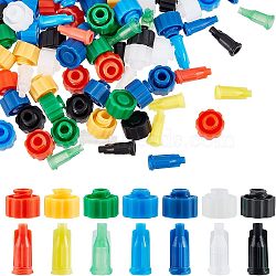 140Pcs 14 Style Plastic Syringe Barrel Tip Caps, Plastic Syringe Caps, Dispensing Syringe Tip Caps, Mixed Color, 13.5~17x7.5~10.5mm, Hole: 4mm, 10pcs/style(TOOL-OC0001-50)