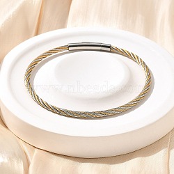 304 Stainless Steel Bangles for Women, Real Gold Plated & Stainless Steel Color, 1/8 inch(0.3cm), Inner Diameter: 2-3/8 inch(5.95cm)(BJEW-C091-02C-GP)