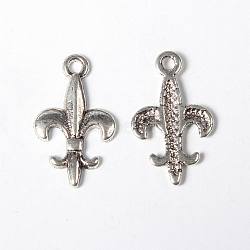 Lily Symbol Tibetan Style Alloy Pendants, Lead Free and Cadmium Free, Flower, Antique Silver, about 19mm long, 12mm wide, 2mm thick, hole: 1.5mm(LF1288Y)