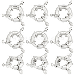 10Pcs Rack Plating Brass Spring Clasps, 925 Sterling Silver Plated, 13x5mm, Hole: 2mm(KK-BBC0005-67S)