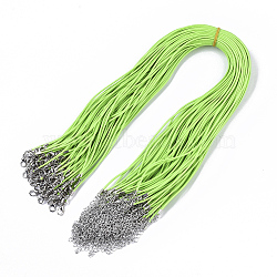 Waxed Cotton Cord Necklace Making, with Alloy Lobster Claw Clasps and Iron End Chains, Platinum, Lawn Green, 44~48cm, 1.5mm(MAK-S032-1.5mm-B05)