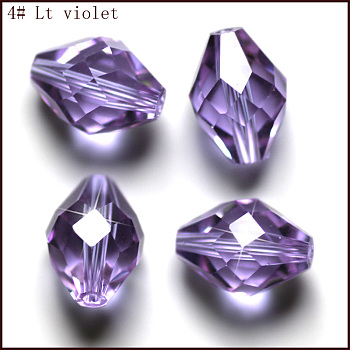 Imitation Austrian Crystal Beads, Grade AAA, Faceted, Bicone, Lilac, 6x9.5mm, Hole: 0.7~0.9mm