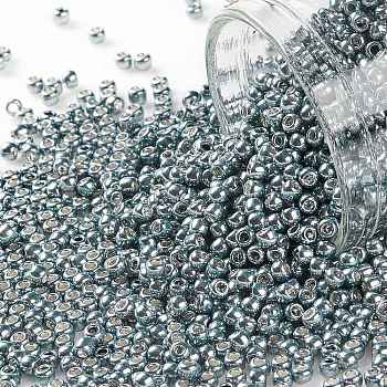 TOHO Round Seed Beads, Japanese Seed Beads, (565) Galvanized Grey Blue, 11/0, 2.2mm, Hole: 0.8mm, about 5555pcs/50g