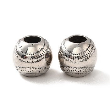 316 Surgical Stainless Steel European Beads, Large Hole Beads, Rondelle, Antique Silver, 11.5x10mm, Hole: 5mm