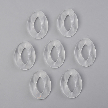 Transparent Acrylic Linking Rings, Quick Link Connectors, for Curb Chains Making, Frosted, Unwelded, Twist, Clear, 39.5x29.5x7.5mm, Inner Diameter: 22x11mm