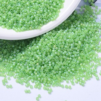 MIYUKI Delica Beads, Cylinder, Japanese Seed Beads, 11/0, (DB1281) Matte Transparent Lime AB, 1.3x1.6mm, Hole: 0.8mm, about 2000pcs/10g
