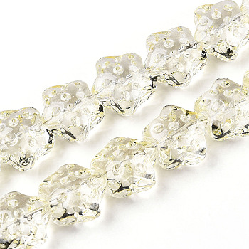 Transparency Glass Beads Strands, Star, Pale Goldenrod, 14~14.5x15x9~9.5mm, Hole: 1mm, about 45pcs/strand, 24.80~26.1''(63~65.25cm)