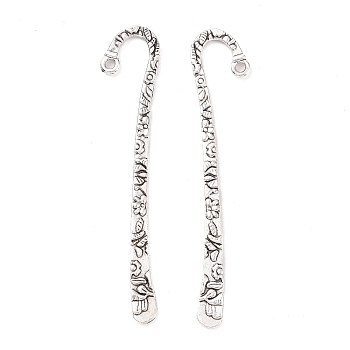 Tibetan Style Alloy Bookmarks, Lead Free and Nickel Free and Cadmium Free, Antique Silver, 79.5x15.5x2mm, Hole: 2mm